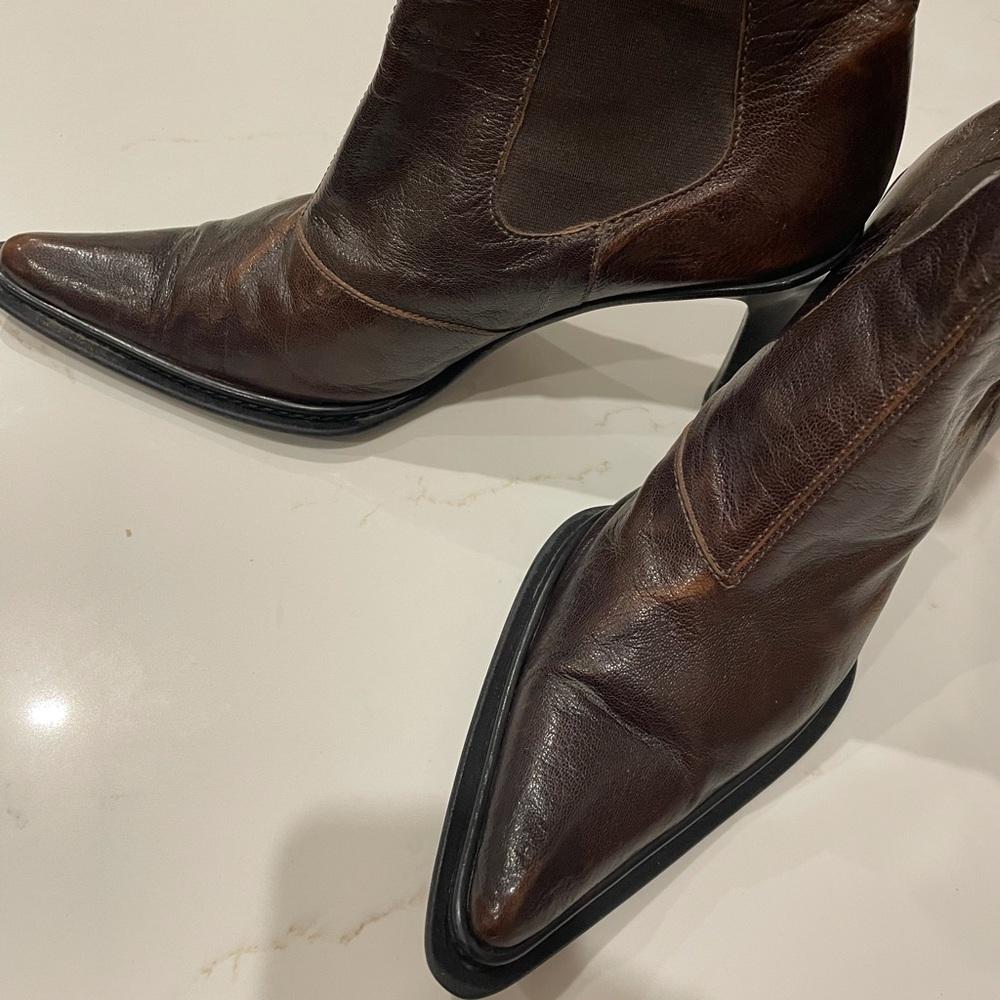 Michelle K pointy toe ankle booties.